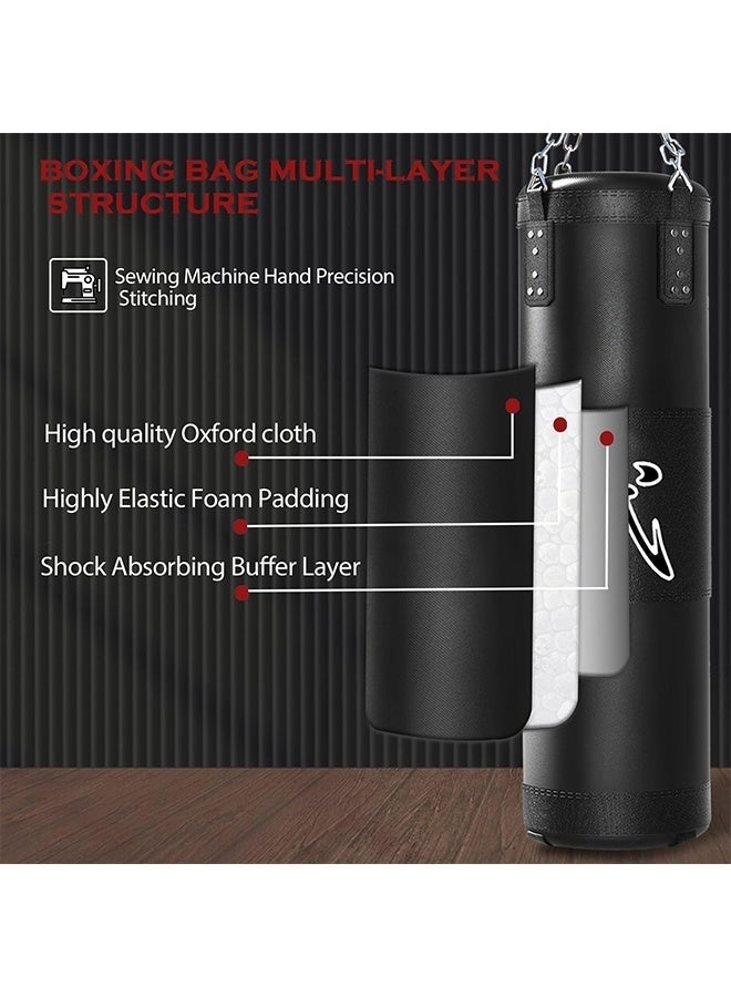 Arabest Punching Bag for Adults, 4ft Heavy Boxing Bag Set with 12oz Boxing Gloves, MMA Karate Kickboxing Boxing Home Gym Martial Art - Unfilled（Black） - Image 3